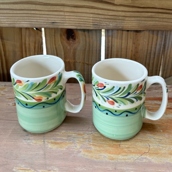Set of 2 Gail Pittman Provence Light Green Floral Garland Coffee Mugs 11oz - Picture 8 of 8